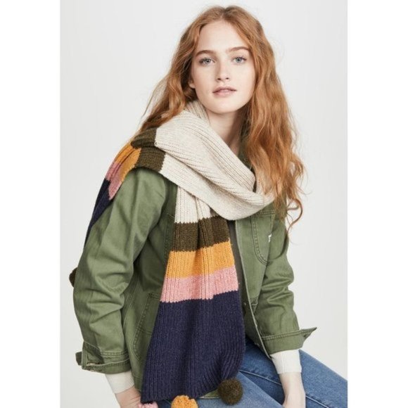 Madewell Striped Pom-Pom Scarf - Picture 2 of 6